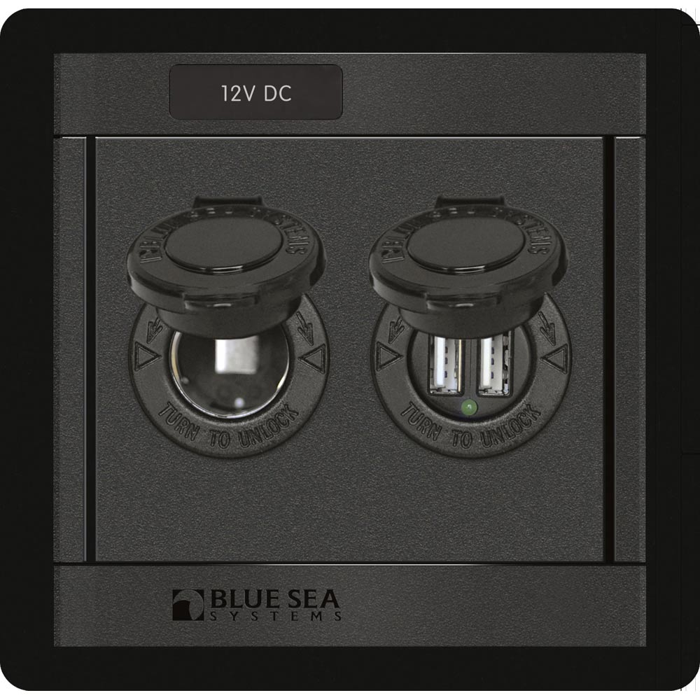 Blue Sea 1478 360 Panel  12V DC Socket  Dual USB Charger