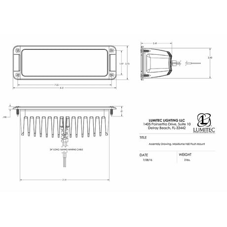Lumitec Maxillumeh60  Flush Mount Flood Light  White Housing  White Dimming