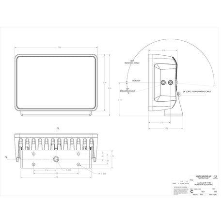 Lumitec Maxillume h120  Trunnion Mount Flood Light  White Housing  White Dimming
