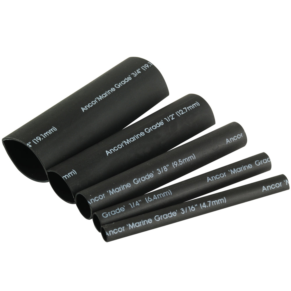 Ancor Adhesive Lined Heat Shrink Tubing Kit  8Pack 3 20 to 20 AWG Black