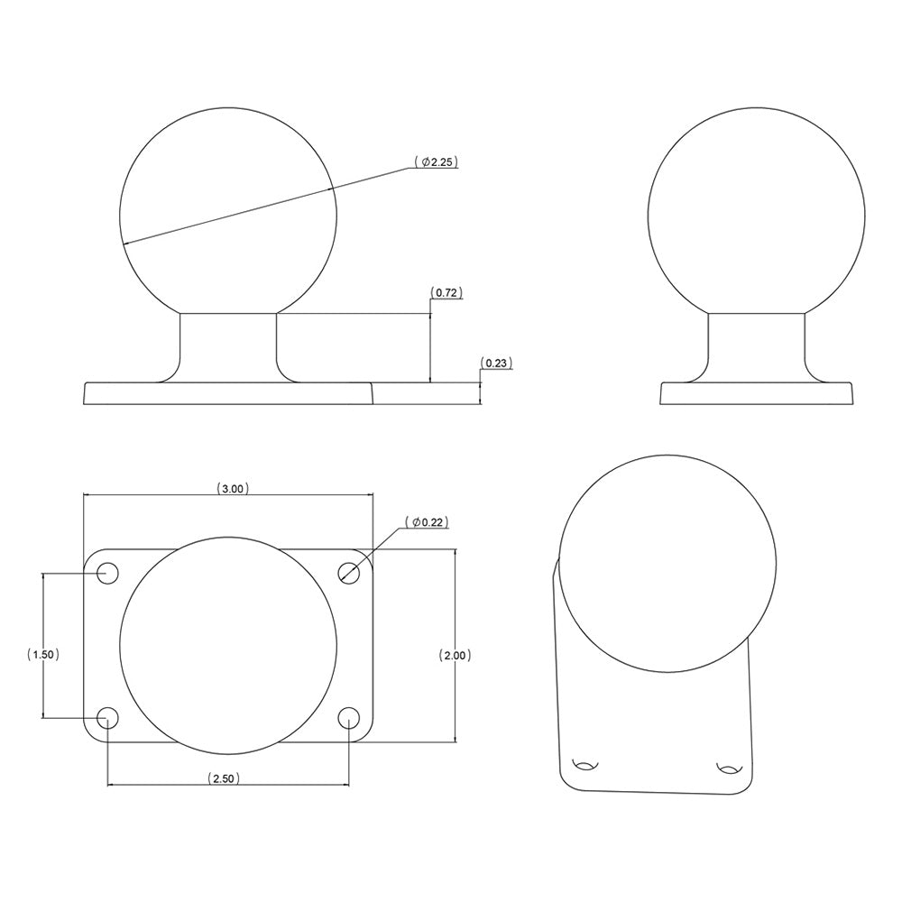 RAM Mount 2 x 3 Rectangle Base w225 Ball