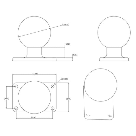 RAM Mount 2 x 3 Rectangle Base w225 Ball