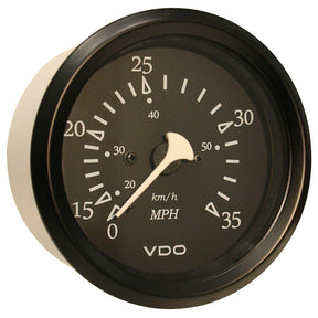 VDO Cockpit Marine 85mm 338 35 MPH Pitot Speedometer  Black DialBezel