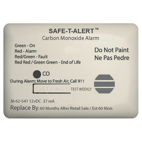 SafeTAlert 62 Series Carbon Monoxide Alarm  12V  62541Marine Surface Mount  White