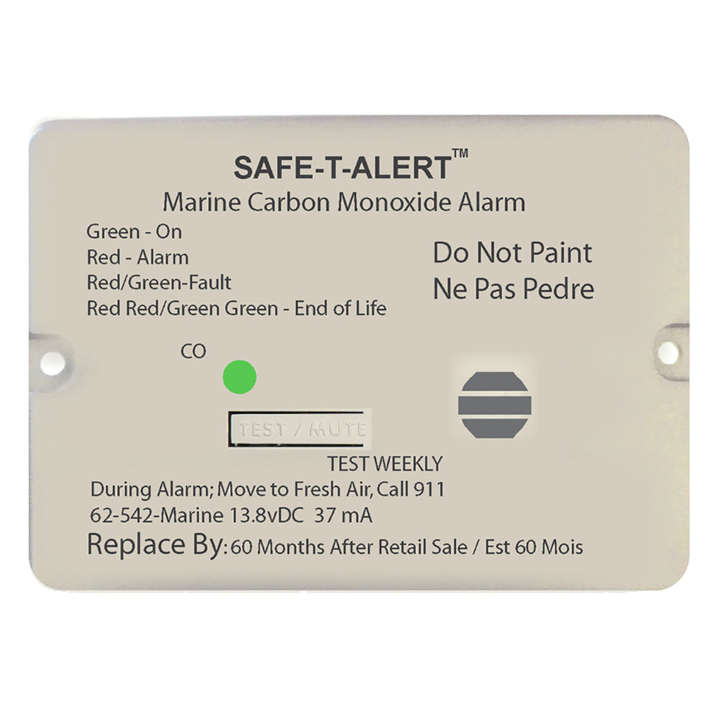 SafeTAlert 62 Series Carbon Monoxide Alarm wRelay  12V  62542MarineRLYNC  Flush Mount  White