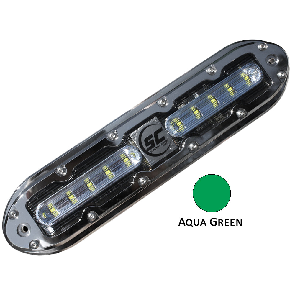 ShadowCaster SCM10 LED Underwater Light w20 Cable  316 SS Housing  Aqua Green