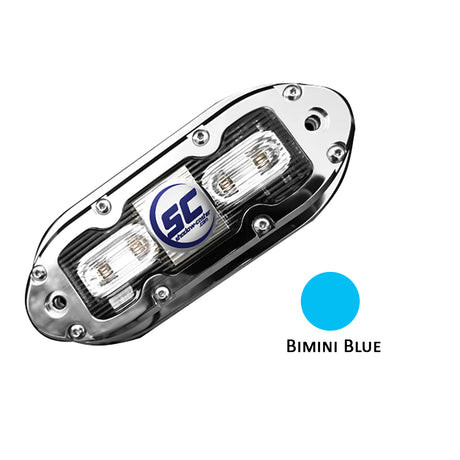 ShadowCaster SCM4 LED Underwater Light w20 Cable  316 SS Housing  Bimini Blue
