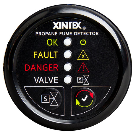 FireboyXintex Propane Fume Detector wAutomatic ShutOff  Plastic Sensor  No Solenoid Valve  Black Bezel Display