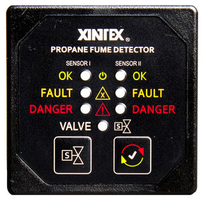 FireboyXintex Propane Fume Detector  Alarm w2 Plastic Sensors  Solenoid Valve  Square Black Bezel Display