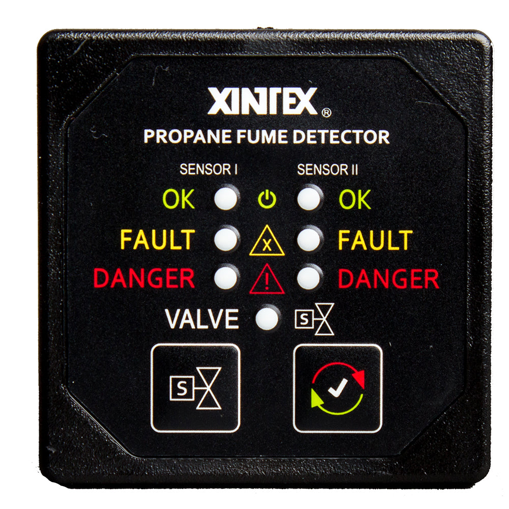 FireboyXintex Propane Fume Detector w2 Plastic Sensors  No Solenoid Valve  Square Black Bezel Display