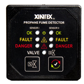 FireboyXintex Propane Fume Detector w2 Plastic Sensors  No Solenoid Valve  Square Black Bezel Display