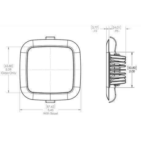 Lumitec Square Mirage Down Light  Spectrum RGBW Dimming  Polished Bezel