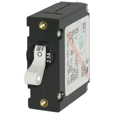 Blue Sea 7197 ASeries White Toggle Circuit Breaker  Single Pole 25A