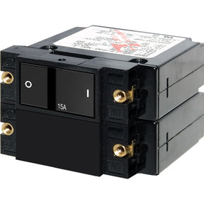 Blue Sea 7411 ASeries Flat Rocker Circuit Breaker  Double Pole  15A