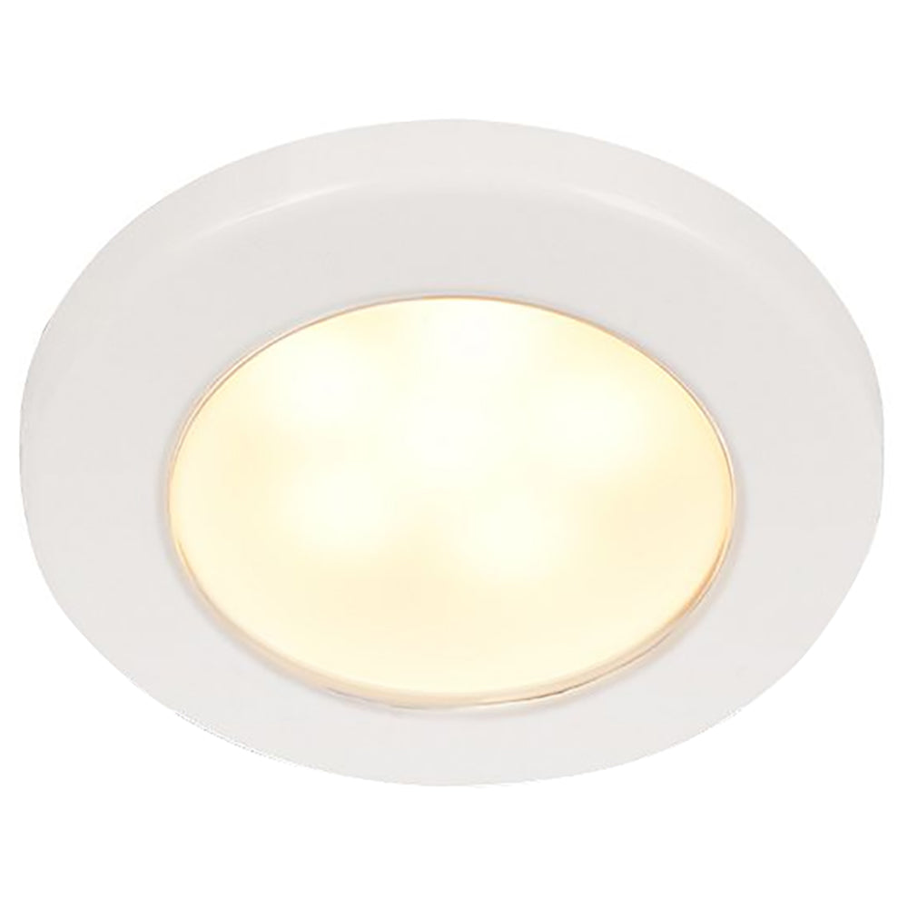 Hella Marine EuroLED 75 3 Round Screw Mount Down Light  Warm White LED  White Plastic Rim  12V