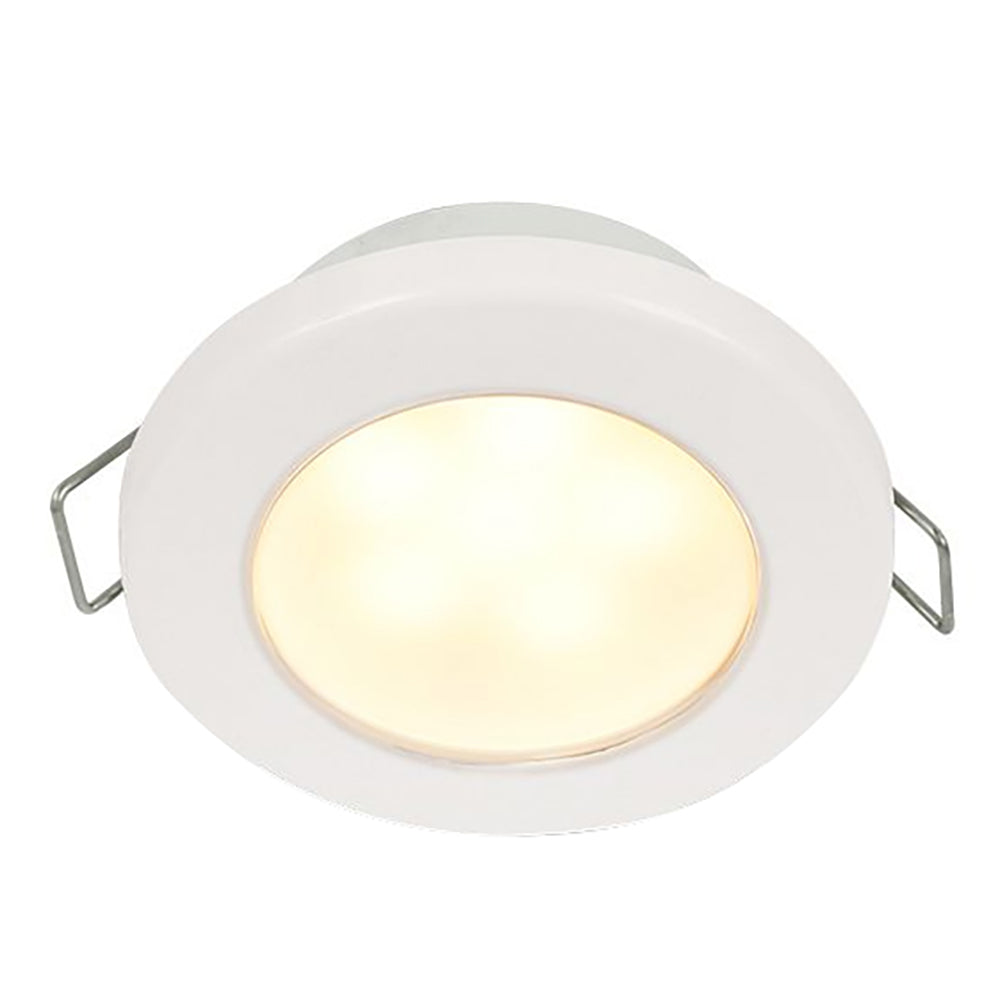 Hella Marine EuroLED 75 3 Round Spring Mount Down Light  Warm White LED  White Plastic Rim  12V