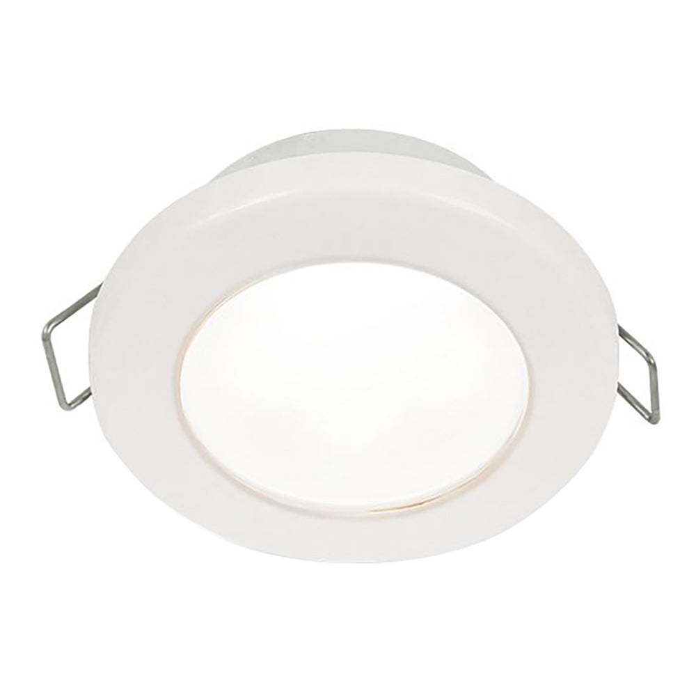 Hella Marine EuroLED 75 3 Round Spring Mount Down Light  White LED  White Plastic Rim  12V