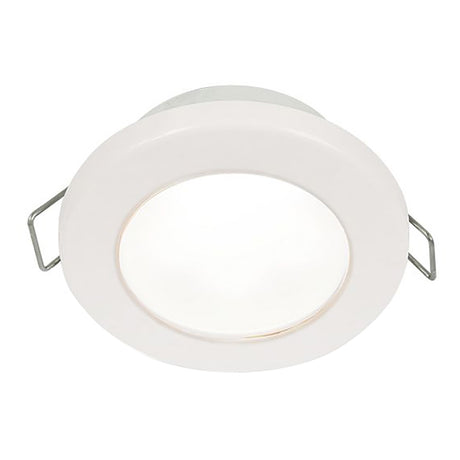Hella Marine EuroLED 75 3 Round Spring Mount Down Light  White LED  White Plastic Rim  12V