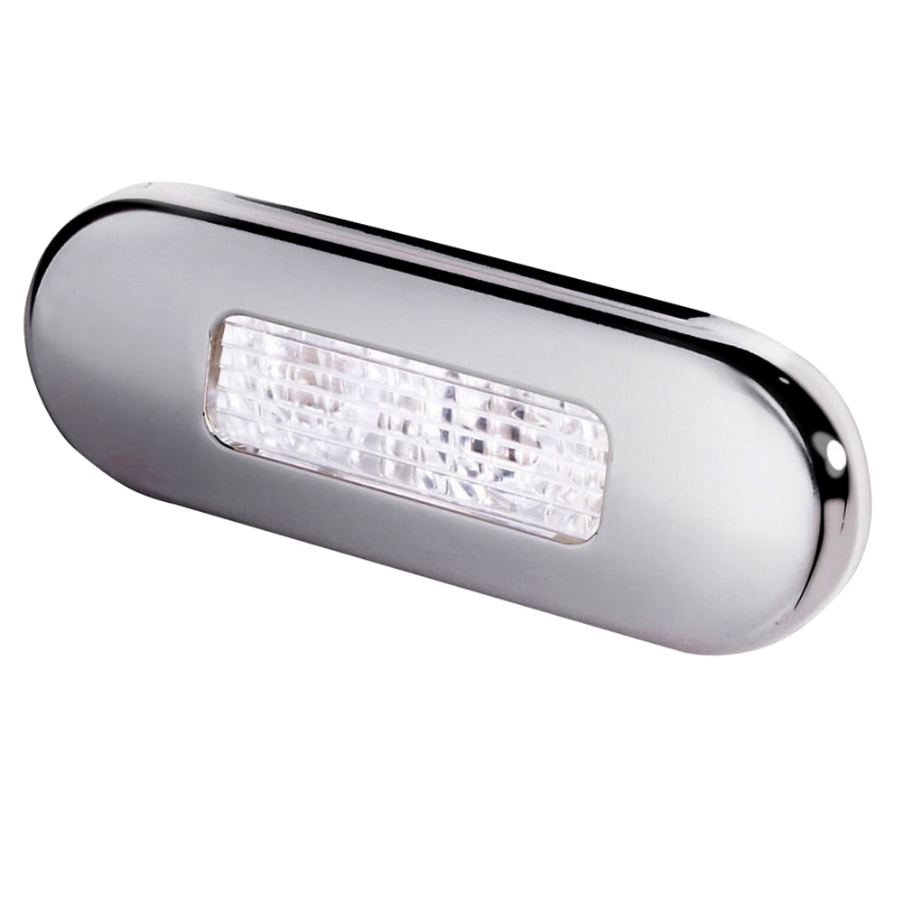 Hella Marine Surface Mount Oblong LED Courtesy Lamp  White LED  Stainless Steel Bezel
