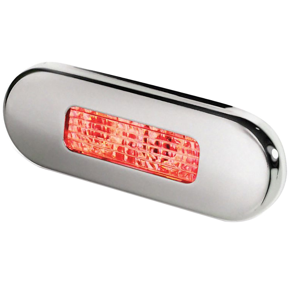 Hella Marine Surface Mount Oblong LED Courtesy Lamp  Red LED  Stainless Steel Bezel