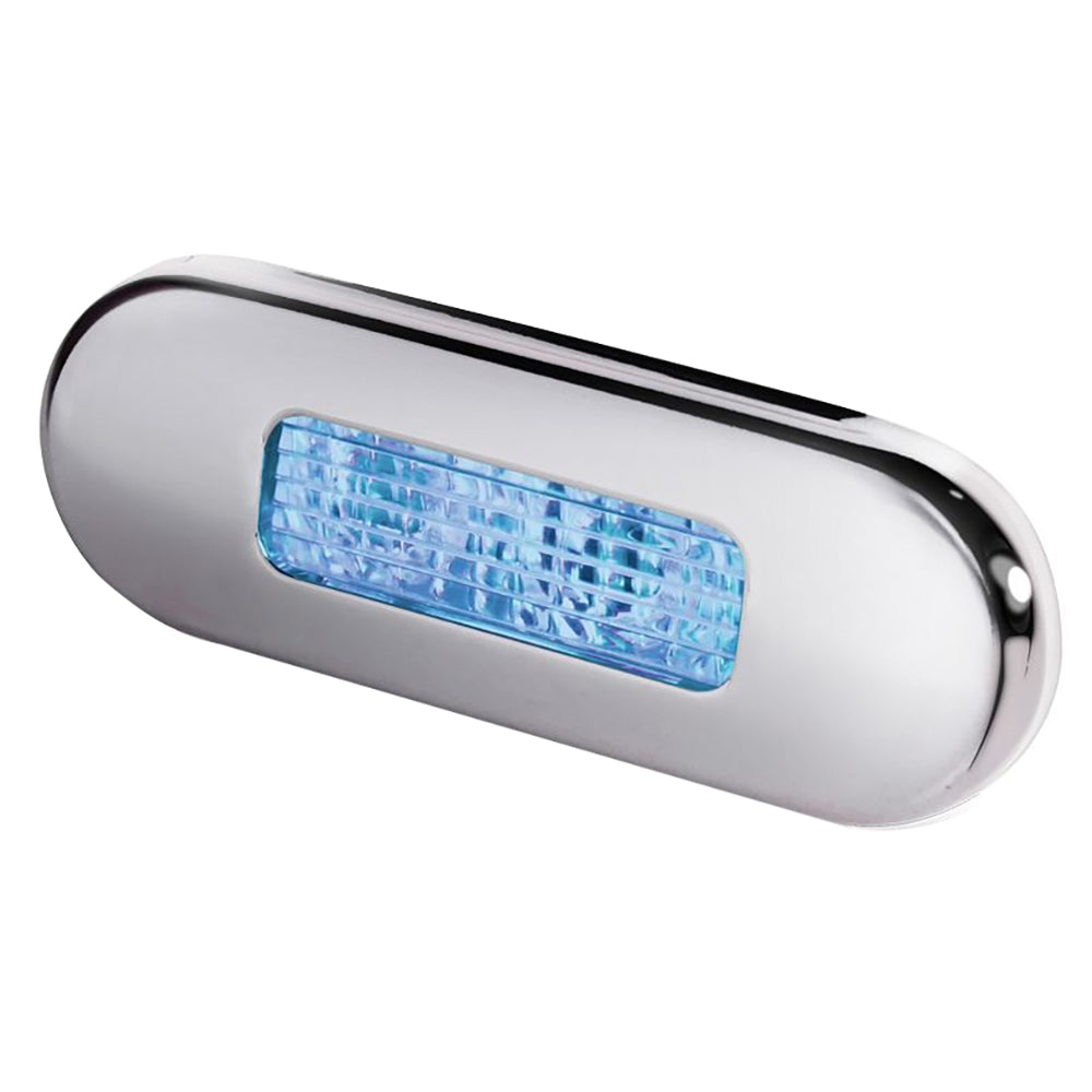 Hella Marine Surface Mount Oblong LED Courtesy Lamp  Blue LED  Stainless Steel Bezel