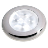 Hella Marine Slim Line LED Enhanced Brightness Round Courtesy Lamp  White LED  Stainless Steel Bezel  12V