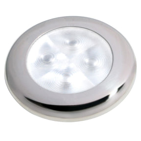 Hella Marine Slim Line LED Enhanced Brightness Round Courtesy Lamp  White LED  Stainless Steel Bezel  12V