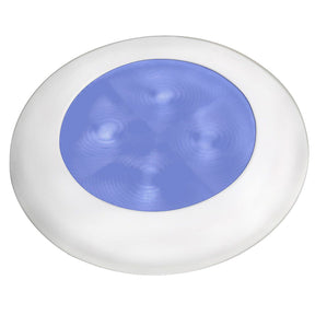Hella Marine Slim Line LED Enhanced Brightness Round Courtesy Lamp  Blue LED  White Plastic Bezel  12V