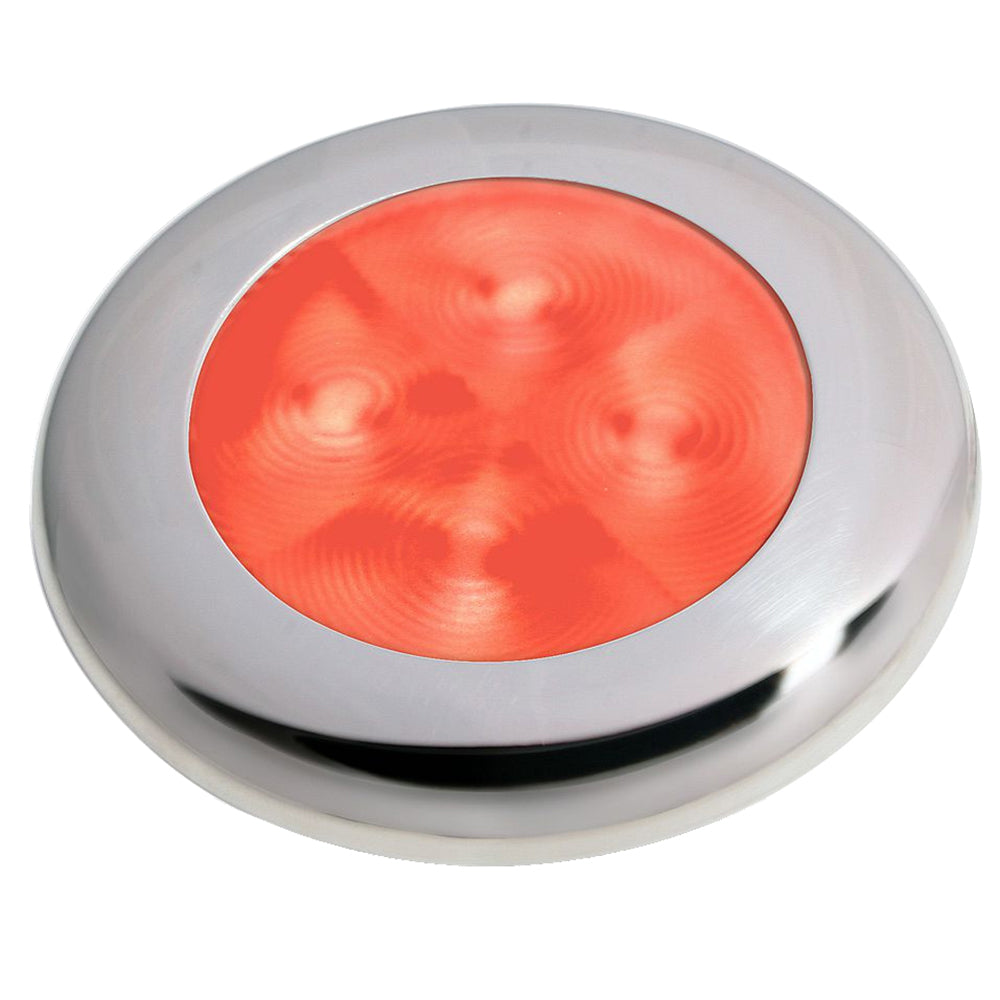 Hella Marine Slim Line LED Enhanced Brightness Round Courtesy Lamp  Red LED  Stainless Steel Bezel  12V