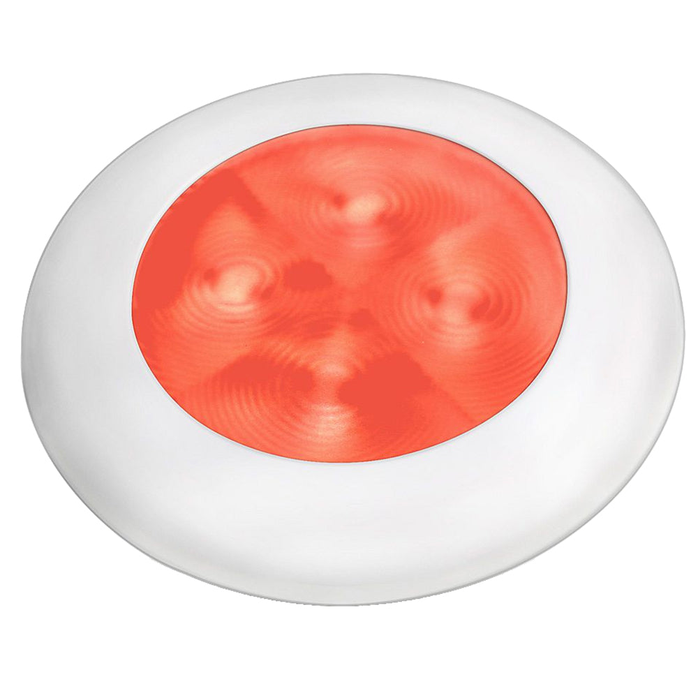 Hella Marine Slim Line LED Enhanced Brightness Round Courtesy Lamp  Red LED  White Plastic Bezel  12V