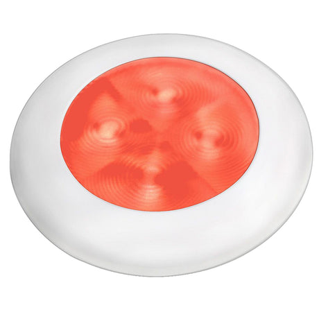 Hella Marine Slim Line LED Enhanced Brightness Round Courtesy Lamp  Red LED  White Plastic Bezel  12V