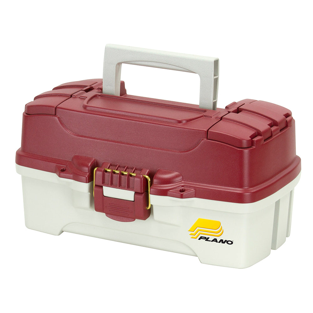 Plano 1Tray Tackle Box wDuel Top Access  Red MetallicOff White