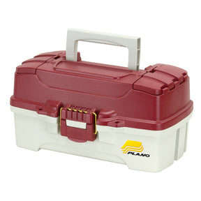 Plano 1Tray Tackle Box wDuel Top Access  Red MetallicOff White