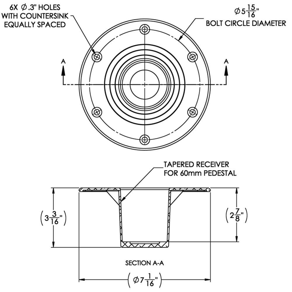 TACO Table Support  Flush Mount  Fits 238 Pedestals