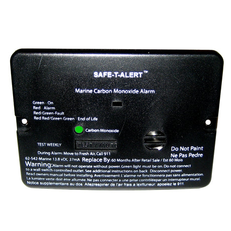 SafeTAlert 62 Series Carbon Monoxide Alarm  12V  62542Marine  Flush Mount  Black
