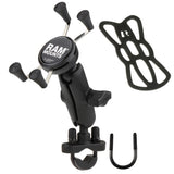 RAM Mount Handlebar Rail Mount wZinc Coated UBolt Base and Universal XGrip CelliPhone Cradle