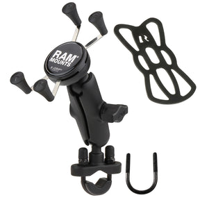 RAM Mount Handlebar Rail Mount wZinc Coated UBolt Base and Universal XGrip CelliPhone Cradle