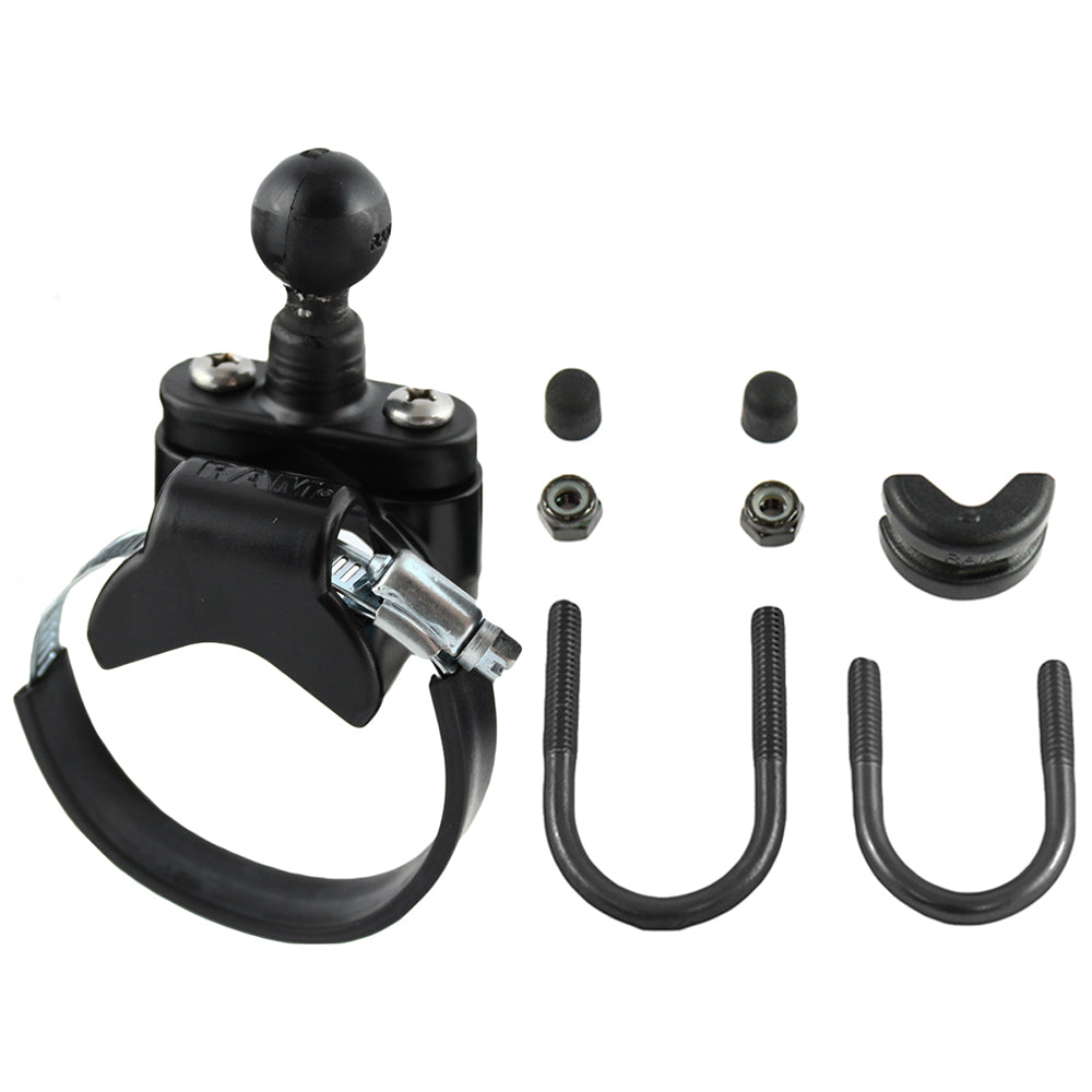 RAM Mount Rail Base wZinc Coated UBolt ATVUTV Strap  1 Ball for Rails to 315 in Diameter