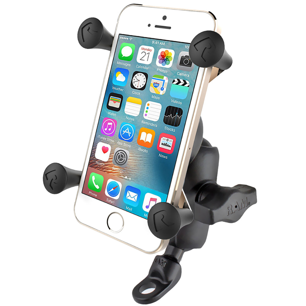 RAM Mount 9mm Angled Base Motorcycle Mount wShort Double Socket Arm  Universal XGrip CelliPhone Cradle