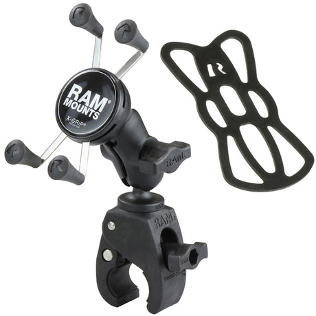 RAM Mount Small ToughClaw Base wShort Double Socket Arm and Universal XGrip CelliPhone Cradle