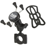 RAM Mount RAM Torque 1 18  1 12 Diameter HandlebarRail Base with B Size 1 Ball Short Arm and XGrip for Phones