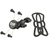 RAM Mount RAM Torque 38  58 Diameter Mini Rail Base with 1 Ball Short Arm and XGrip for Larger Phones