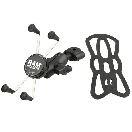 RAM Mount RAM Torque 38  58 Diameter Mini Rail Base with 1 Ball Short Arm and XGrip for Larger Phones