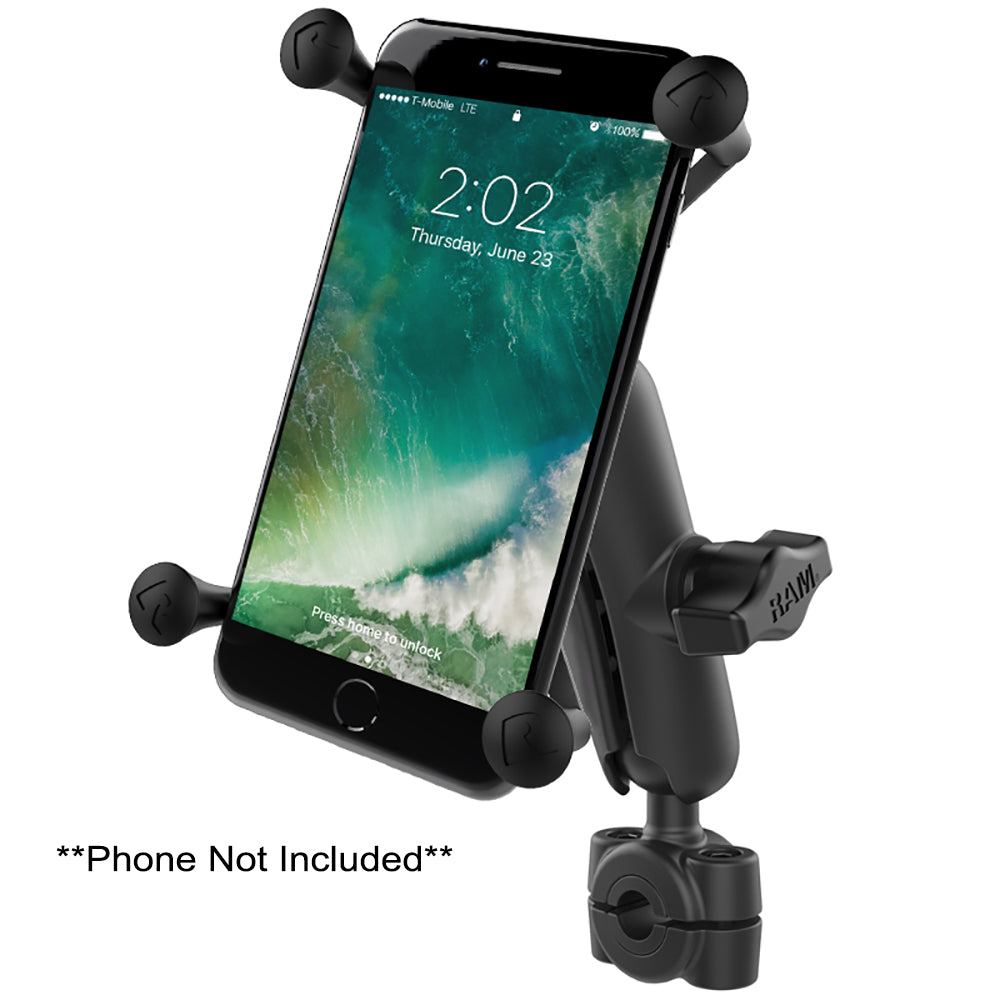 RAM Mount RAM Torque 38  58 Diameter Mini Rail Base with 1 Ball Medium Arm and XGrip for Larger Phones
