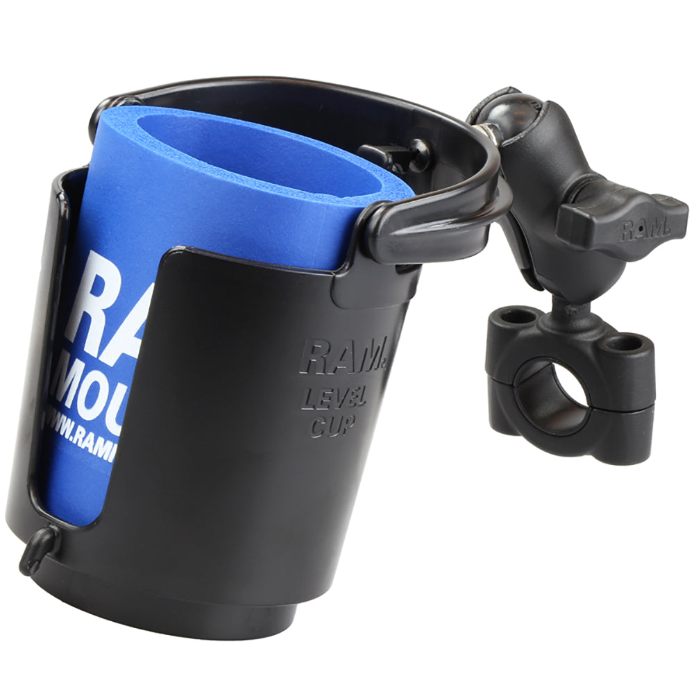 RAM Mount RAM Torque 34  1 Diameter HandlebarRail Base with 1 Ball SHORT Arm and Level Cup