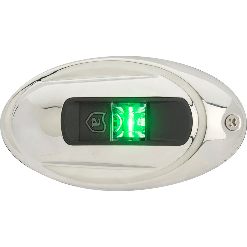 Attwood LightArmor Vertical Surface Mount Navigation Light  Oval  Starboard green  Stainless Steel  2NM