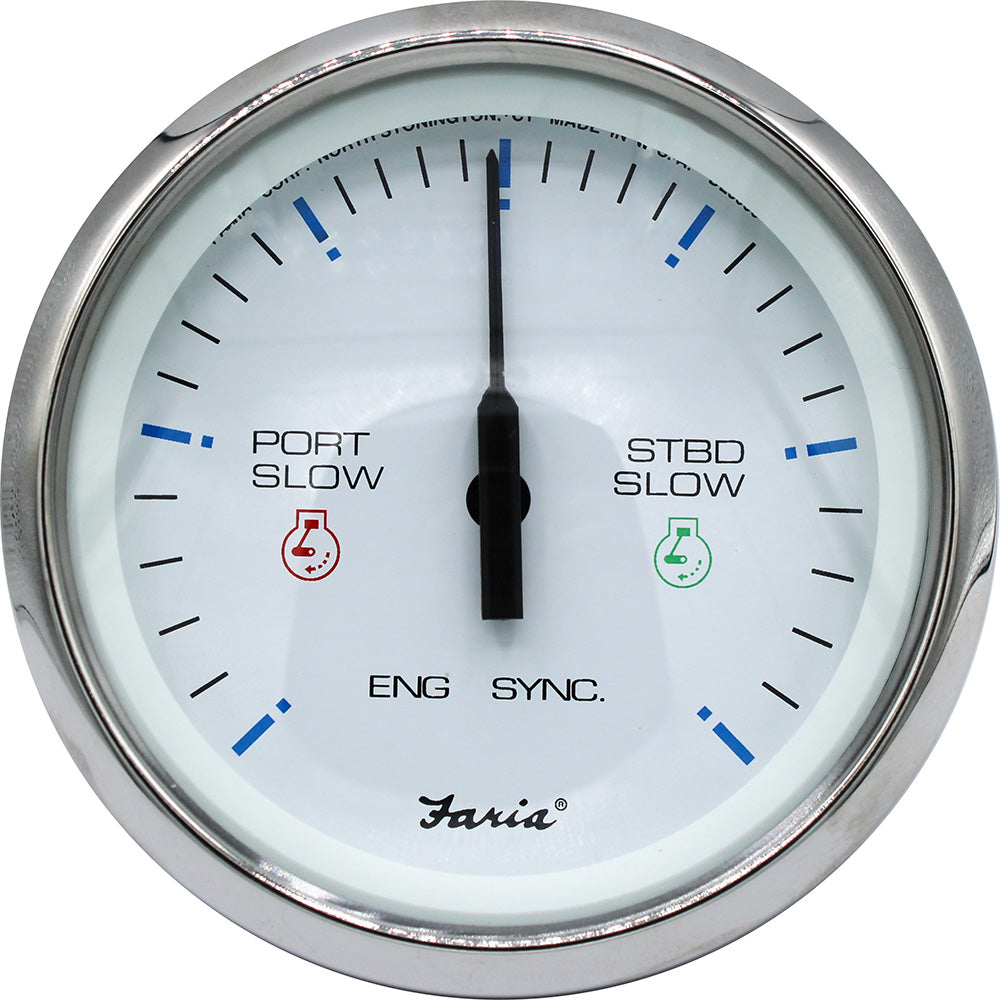 Faria 4 Chesapeake SS White Engine Synchronizer  Dual Gas  Var Ratio Alt Diesel