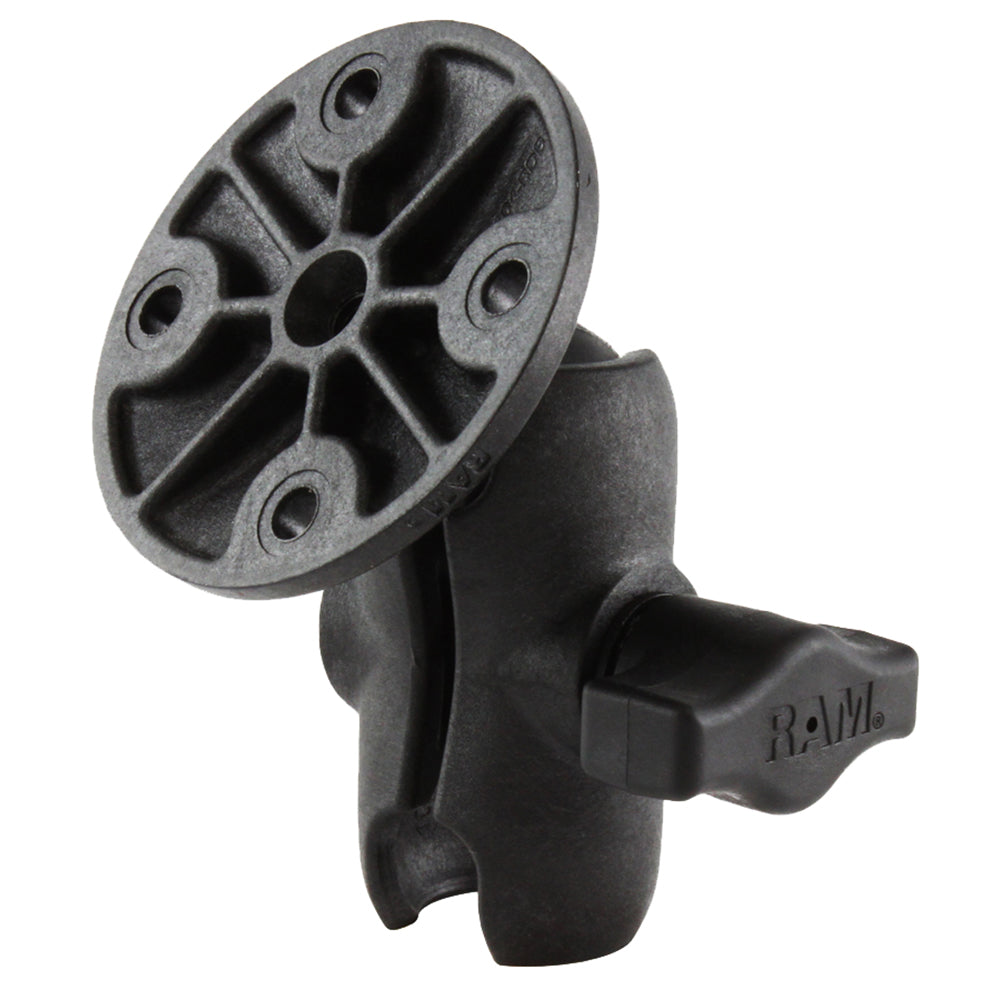 RAM Mount Composite 1 Ball Short Length Double Socket Arm w25 Round Base Including AMPs Hole Pattern