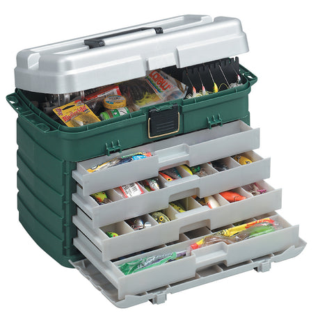 Plano 4Drawer Tackle Box  Green MetallicSilver
