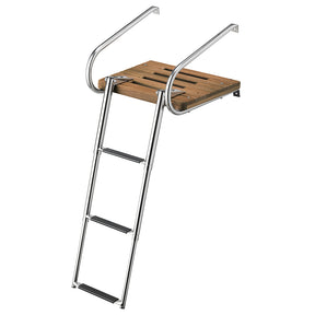 Whitecap Teak Swim Platform w3Step Telescoping Ladder fBoats wInboardOutboard Motors